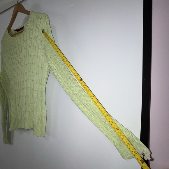 Brooks Brothers Cable Knit Sweater XL Green Italian Mercerized Cotton Crewneck - Picture 6 of 7